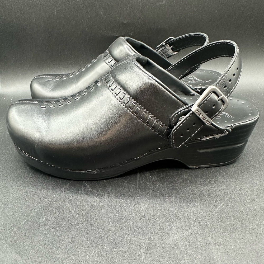 Dansko 39 Clogs Ivy Black Leather Slingback or Open Back Slip Ons - Picture 4 of 6